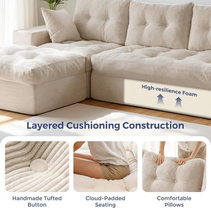 Boneless Couch, 96-Inch L-Shaped Cloud Couch with Ottoman7