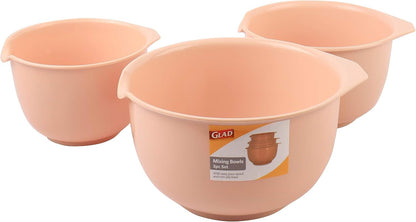 Mixing Bowls with Pour Spout| Nesting Design Saves Space | Non-Slip, BPA Free, Dishwasher Safe Plastic | Kitchen Cooking and Baking Supplies, Blush, 3 Piece Set5
