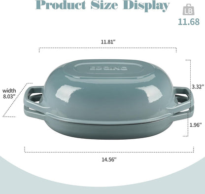 Enameled Cast Iron Oval Dutch Oven Pot with Lid, Dutch Oven for Sourdough Bread Baking, Bread Oven, Bread Dutch Oven, Oval Bread Pan, 5Qt, Seasalt2