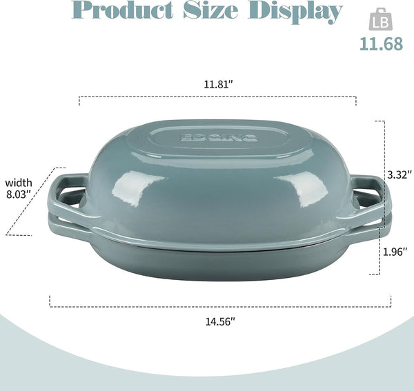 Enameled Cast Iron Oval Dutch Oven Pot with Lid, Dutch Oven for Sourdough Bread Baking, Bread Oven, Bread Dutch Oven, Oval Bread Pan, 5Qt, Seasalt2