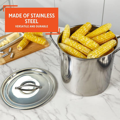 16 Qt Stainless Steel Stock Pot with Riveted Handles for Soups | Mirror-Polished Finish, Riveted Handles with Lid, Ideal for Soups and Stews3