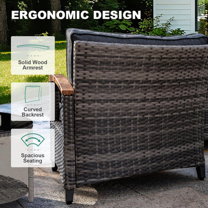 8-Piece Half-Moon Curved Outdoor Patio Furniture Set, Sectional Conversation Sofa with 2 Half-Moon Ottomans, round Coffee Table for Backyard Deck Garden, Grey4