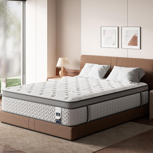 Sleep Firm Mattress with Extra Lumbar & Shoulder Support, Hotel Collection Hybrid Single Mattresses Pain Relief - Fiberglass Free - 365 Night Trial (King, 14, 14, Inches, Firm-New Version)1
