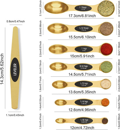 Magnetic Measuring Spoons Set Stainless Steel with Leveler, Stackable Metal Tablespoon Measure Spoon for Baking, Measuring Cups and Spoon Set Kitchen Gadgets Apartment Essentials Fits in Spice Jars2