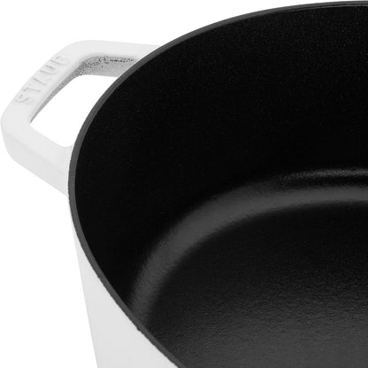 STAUB Cast Iron 6.25-Qt Wide Oval Dutch Oven, Pure White4