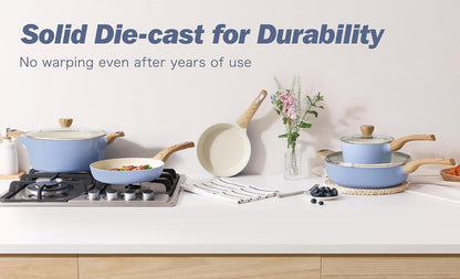 Ceramic Pots and Pans Set Nonstick, Kitchen Cookware Sets, 14-Piece Induction Cookware, Non-Toxic Healthy Non Stick Cooking Set, with Frying Pans Set, PFAS PTFE PFOA PFOS Free6