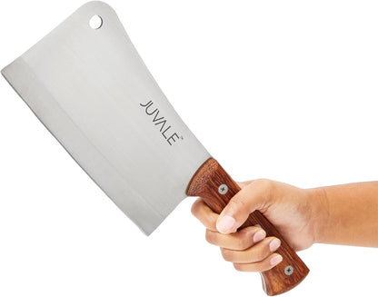 Meat Cleaver - 8-Inch Stainless Steel Blade, Wood Handle - Heavy-Duty Butcher Knife & Bone Cleaver for Beef Brisket, Meat Cutting & Chopping - Chopping Knife6