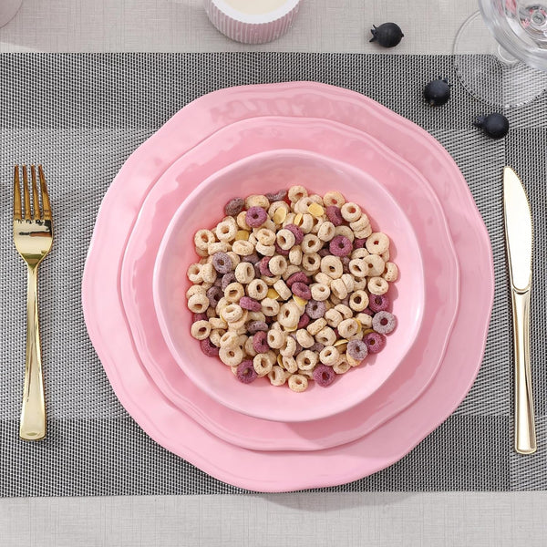 18 Piece Pink Dinnerware Set, Lightweight Kitchen Dining Plates and Bowls Set, Durable Melamine Dishes, Set of 6, Unbreakable RV Camping Dishes, Dishwasher Safe5