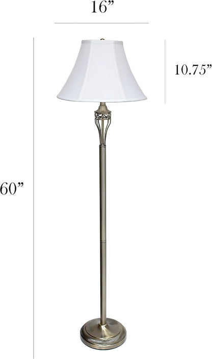 LC1001-ABS Antique Brass Three Pack Lamp Set (2 Table Lamps, 1 Floor Lamp) with Fabric White Bell Shaped Shades11