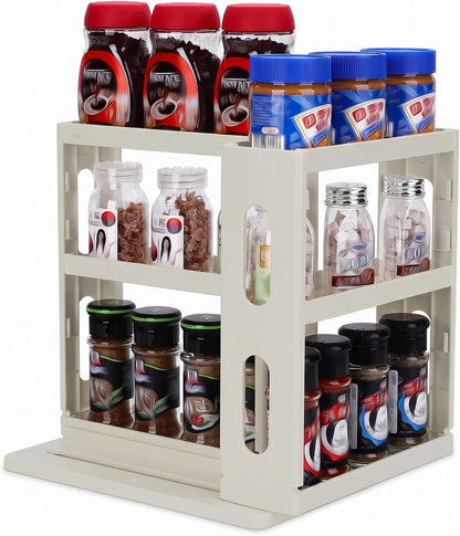 3-Tier Pull Out Spice Rack Organizer for Cabinet, Height Adjustable Rotating Seasoning Holder, Tool-Free Snap-In Sliding Spice Shelf for Kitchen Pantry, Cupboard & Countertop (10.4”D X 5.8”W X 10.8”H)1