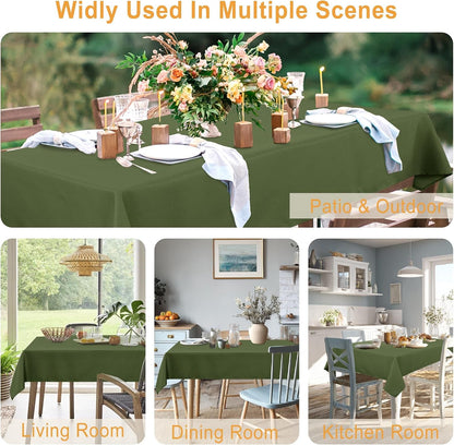 Rectangular Textured Tablecloth, 60 X 120 Inch, Olive Green8