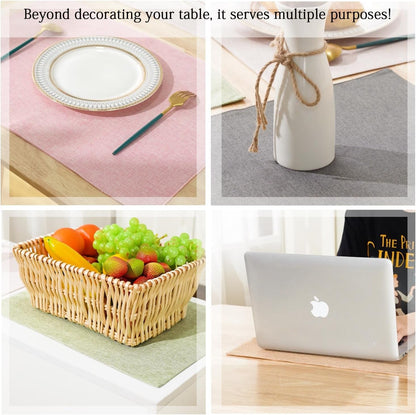 Univocolors Set of 6 Faux Linen Placemats, Heat-Resistant & Easy-To-Clean,13"X19"For Dining Table, Kitchen, Holiday Meals (Pink)7