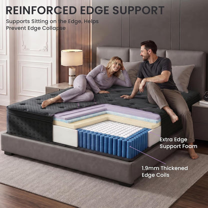 Full Size Mattress 12 Inch, Hybrid Mattress with Extra Back Support6