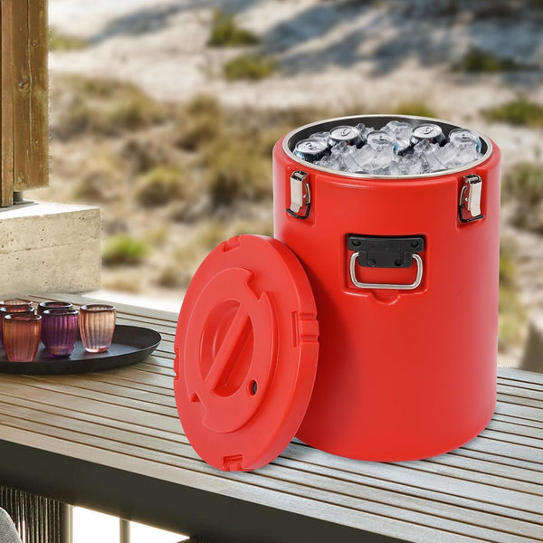 Commercial Soup Container, 40L/10.57Gal Insulated Food Carrier Insulated Bucket, Stainless Steel Food Warmer Soup Storage Container Commercial Insulated Drum for Restaurant Kitchen (Red)3
