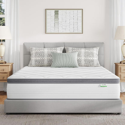 Queen Mattress, 12 Inch Hybrid Mattress Queen Combine Innerspring and Comfort Foam Layer, Pressure Relief & Motion Isolation, Medium Firm Feel1