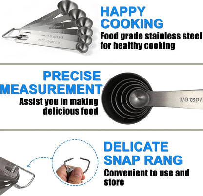 Measuring Spoons, Premium Heavy Duty Stainless Steel Measuring Spoons Cups Set, Small Tablespoon with Metric and US Measurements, Set of 6 for Measuring Dry and Liquid Ingredients3