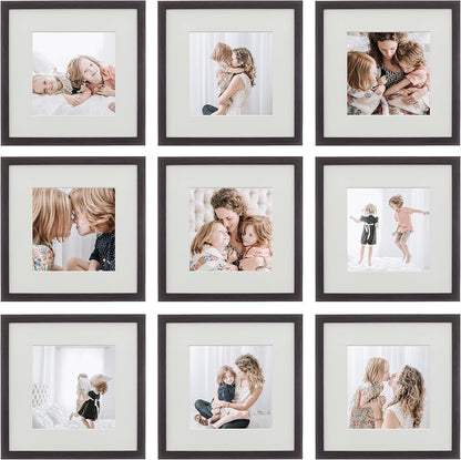 9 Piece Gallery Wall Frame Set, 12X12 Inch, Dark Oak1