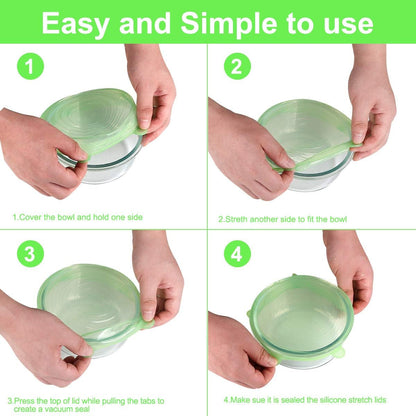 Silicone Stretch Lids for Food Storage in Fridge, 12 Pack Silicone Lids, Reusable Food Grade Silicone Bowl Covers for Cups, Bowls and Dish, 6 Sizes round and Rectangle Shape4