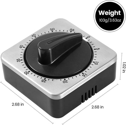 Kitchen Timers for Cooking, Chef Cooking Timer Clock with Loud Alarm - 100% Mechanical Desk Timer - No Batteries Required - Magnetic Backing, Exquisite Stainless Steel Body - Countdown Reminder3