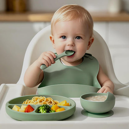 19 Pcs Silicone Baby Feeding Set Eating Essentials for Newborn | Toddler Plates and Bowls Set with Bib Sippy Cup Fruit Feeder Freezer Tray Fork & Spoon Infant Led Weaning Supplies Utensils7