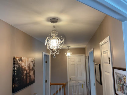 Modern Mini Crystal Chandelier, White Retro Ceiling Mount Light Fixture2