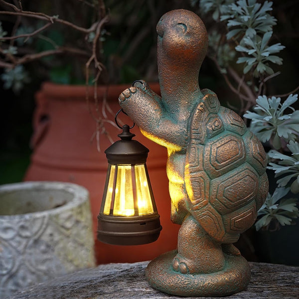 Turtle Solar Outdoor Garden Statue, Resin Statue with Solar Light Lantern8