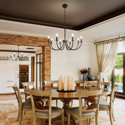8 Light Black Farmhouse Chandelier, Dining Room Light Fixtures,2