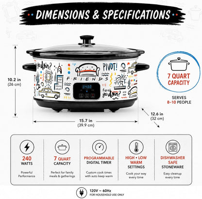 Friends the Television Series 7-Quart Programmable Digital Slow Cooker7