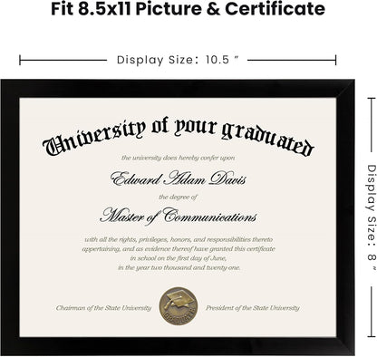 Certificate Frame, 8.5 by 11 Glass Diploma Frames, 5 Pack, Black5
