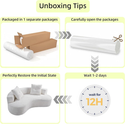 Modern Curved Boneless Sofa, 80" Comfy Cloud Couch for Living Room, Luxury Plush Boucle Sofa Couches for Apartment & Reception Spaces, Cream White9