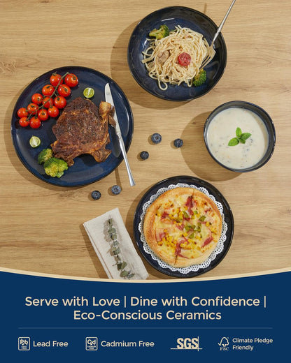 Stoneware Dinnerware Sets for 8, 32Pcs Ceramic Plates and Bowls Sets4