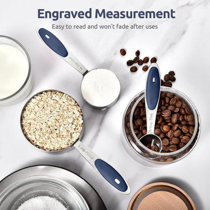 Measuring Cups Spoons Set, 18/8 Stainless Steel, 10Pc/Midnight Blue7
