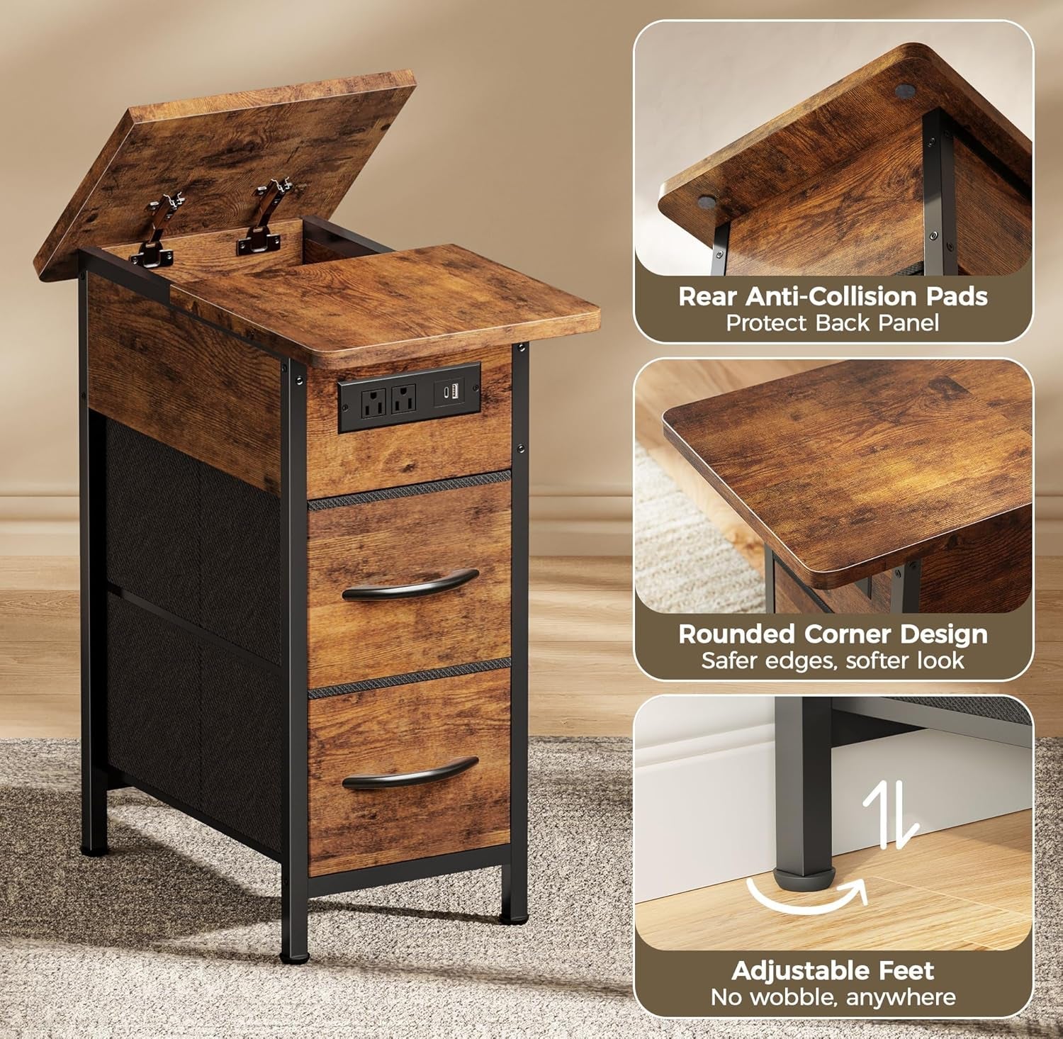 narrow-end-table-with-charging-station-side-table-with-2-drawers-slim-night-stand-with-usb-c-port-for-small-spaces-flip-top-nightstand-bedside-couch-table-living-room-rustic-brown