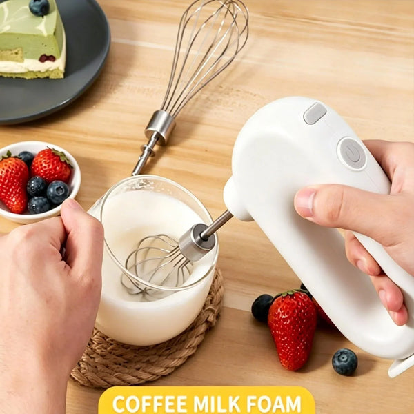 Cordless Hand Mixer, Electric Hand Whisk Portable Egg Beater Handheld Egg Beater Electric Handheld 4 Speed Adjustable Mini Hand Mixer Electric Mixer, USB Charing, 1500Mah(White)8