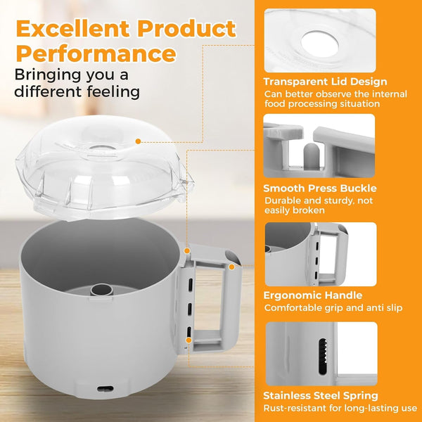 106458S Cutter Bowl Lid and 112204S Cutter Bowl | Compatible with Robot Coupe R2, R2B, R2N, R2 Dice Food Processor, Gray, 3 Quart Combo Set4