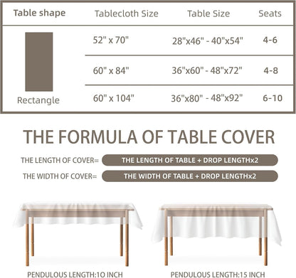Rectangular Tablecloth Linen Texture Waterproof and Stain-Resistant Fabric Table Cloth, Kitchen Dining Table Decoration, 60 X 104 Inch, Sage Green6