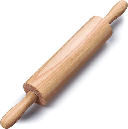 Wooden Rolling Pin, Beech Wood, 17.6" Dough Roller for Baking | Ergonomic Handles, Nylon Bearings, Baking Pizza, Bread & Cookies, Pasta, Dough Roller1