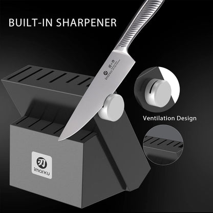 14 Pcs High-Carbon Stainless Steel Kitchen Knife Set Black | 56±2 HRC Hardness | Build-In Sharpener | Full Tang Ergonomic Handle | Dishwasher Safe | Gifts for Men3