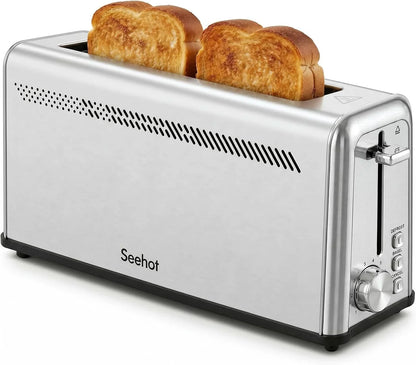 ® Slim Long Slot Stainless Steel Toaster, Toaster 2 Slice Wide Slot with 10.24 X 1.5 in Slot, Bagel Defrost Cancel, 7 Shades, Crumb Tray1