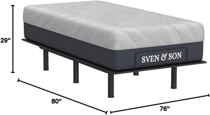 Sven & Son Essential Adjustable Bed Base (Frame) + 14 Inch Hybrid Spring Matt (Medium Soft), Easy Assembly, Head and Foot Lift, Memory Positions, Zero Gravity, Wireless Remote - Split King2