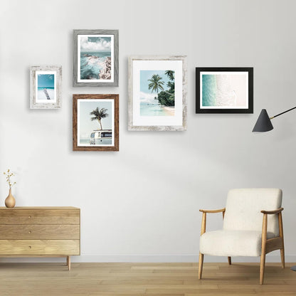 8X10 Picture Frame Set of 4, Made of Real Glass and Multicolour Wooden Frame, 8 by 10 Photo for Wall or Tabletop - Display Picture 5X7 with Mat or 8X10 without Mat4