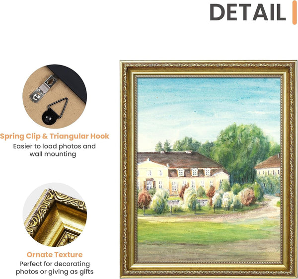 Vintage 11X14 Picture Frame, Antique Gold Frames, 2 Pack5