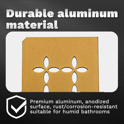12 Inch Frosted Golden Aluminum Material Shower Niche Shelf Rectangular Bathroom Niche Shelf with Floral Design Fits Prefabricated Tile Niches 1 Pack5