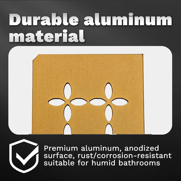 12 Inch Frosted Golden Aluminum Material Shower Niche Shelf Rectangular Bathroom Niche Shelf with Floral Design Fits Prefabricated Tile Niches 1 Pack5