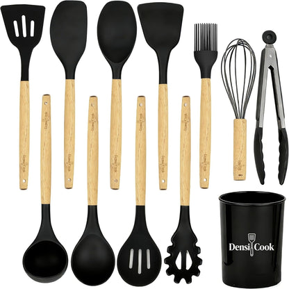 Silicone Utensils Set for Cooking - 12 Piece Set&Bpa Free（Black）1