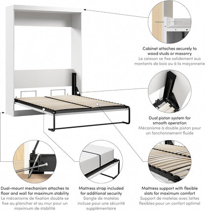 Full Murphy Bed, White, Pur, 59W11