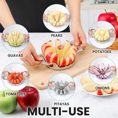 4.72 Inch Extra Large Apple Slicer with 12 Blades - Professional Heavy Duty Apple Cutter -304 Stainless Steel Apple Corer Tool - Sharp Apple Slicer and Corer - Easy to Use - Dishwasher Safe5