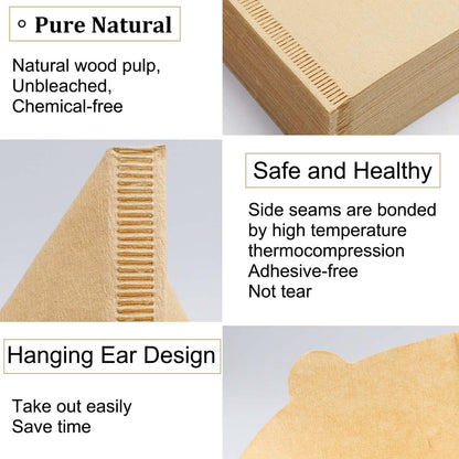 Cone Coffee Filters Size 02, 100 Count 1-4 Cups Unbleached V02 Disposable Coffee Filter Paper, Compatible with Conical Shaped Pour over Coffee Dripper and Drip Coffee Maker3