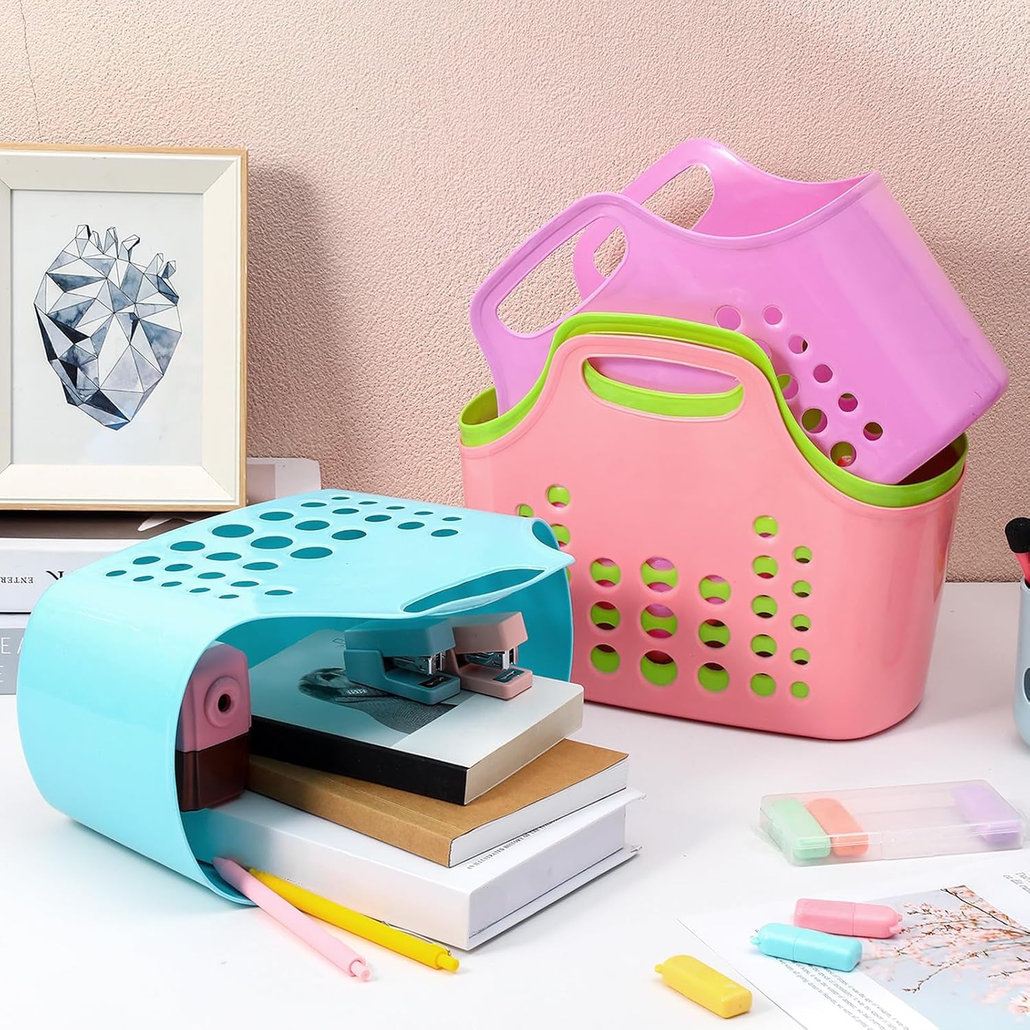 20-pack-plastic-baskets-with-handles-portable-caddy-multicolor