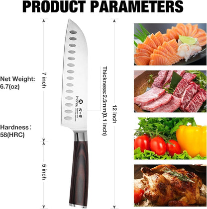 Santoku Knife 7 Inch Japanese High Carbon Stainless Steel Chef Knife4